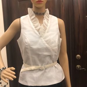 White blouse with belt missing size label